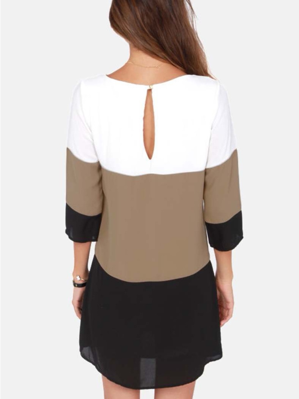 Lulus Citrus Grove Taupe Color Block Shift Dress - Picture 3 of 10